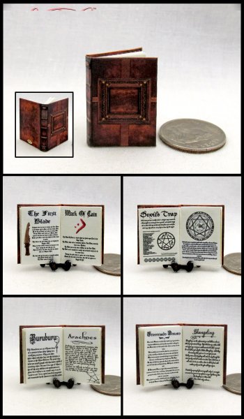 WITCHES BOOK OF SPELLS Dollhouse Miniature 1/12 Scale Illustrated Readable Book