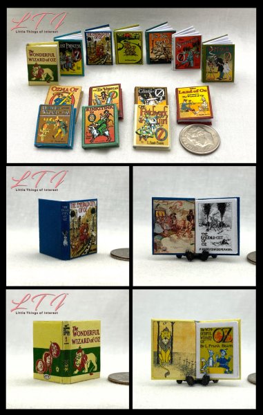 THE WIZARD OF OZ BOOK SET 14 Miniature One Inch Scale Readable Illustrated Books