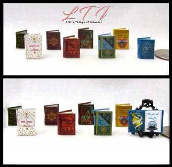 1st YEAR HOGWARTS SCHOOL OF WITCHCRAFT AND WIZARDRY TEXTBOOKS 8 Miniature Half Inch Scale Illustrated Magic Books