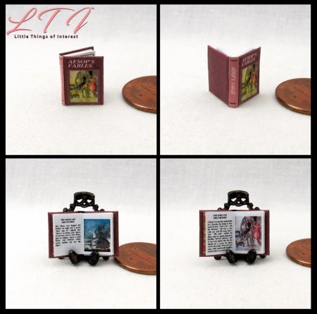 AESOP'S FABLES Dollhouse Miniature Half Inch Scale Illustrated Book