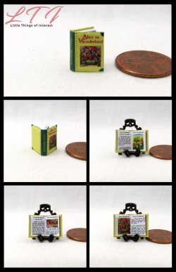 ALICE IN WONDERLAND Miniature Half Inch Scale Illustrated Book