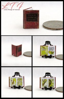 ATLAS Of AMERICAN HISTORY Dollhouse Miniature Half Inch Scale Illustrated Book