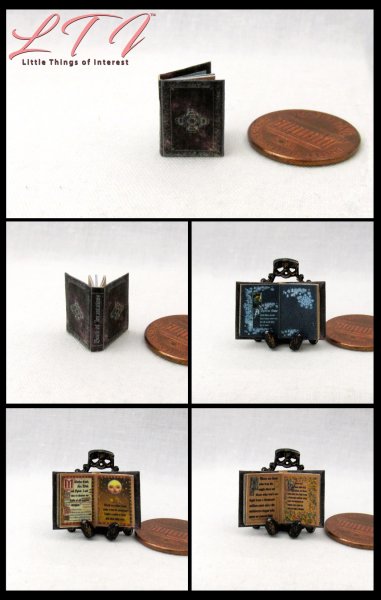 BOOK OF INCANTATIONS Dollhouse Miniature Half Inch 1/24 Scale Illustrated Book Magic School of Witchcraft and Wizardry