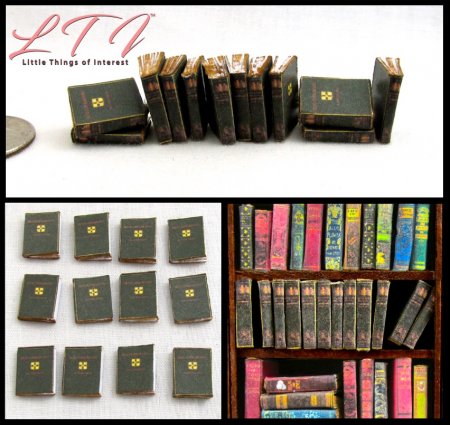ENCYCLOPEDIA 12 Pc Prop Books Dollhouse Miniature Half Inch 1/24 Scale