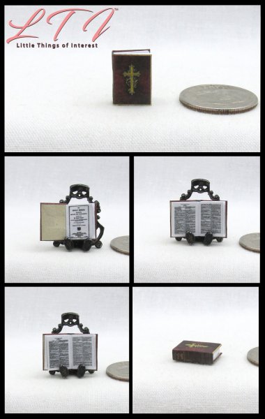 HOLY BIBLE Dollhouse Miniature Half Inch 1/24 Scale Book