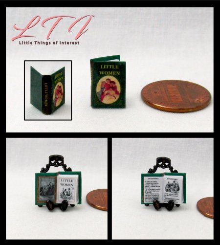 LITTLE WOMEN Dollhouse Miniature Half Inch 1/24 Scale Illustrated Book