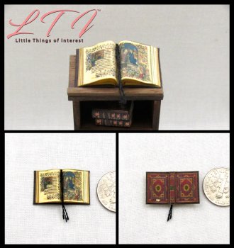 Open Book MEDIEVAL BOOK Of HOURS Miniature Half Inch Scale Book