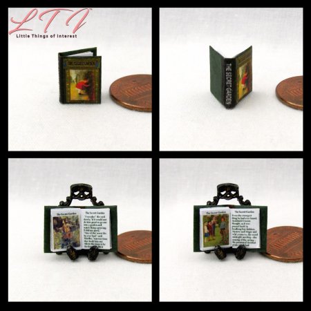 THE SECRET GARDEN Dollhouse Miniature Half Inch 1/24 Scale Illustrated Book