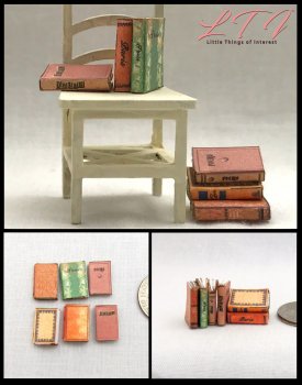 SHABBY CHIC Decorative Books Set of 6 Prop Books in Miniature Half Inch Scale