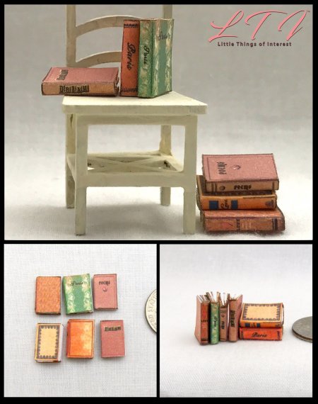 SHABBY CHIC Decorative Books Set of 6 Prop Books in Miniature Half Inch Scale