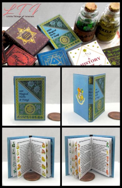 1000 MAGICAL HERBS AND FUNGI Magic Textbook Miniature Playscale Readable Illustrated Book