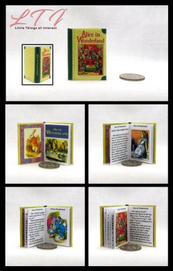 ALICE IN WONDERLAND by Lewis Carroll Miniature Playscale Readable Illustrated Book 1/6 Scale