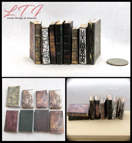 ANCIENT TEXT BOOK SET 8 Pc Prop Faux Books in Miniature Playscale 1/6 Scale
