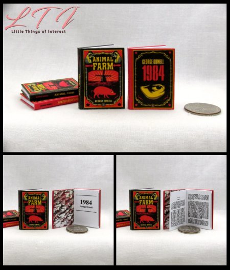 ANIMAL FARM & 1984 SET 2 Playscale Miniature Readable 1/6 Scale Books