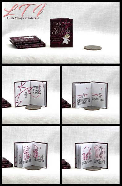 HAROLD AND THE PURPLE CRAYON Miniature Playscale Readable Illustrated 1/6 Scale Book