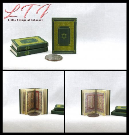 ILLUMINATED HEBREW BIBLE Book Miniature Playscale Readable Illuminated Book