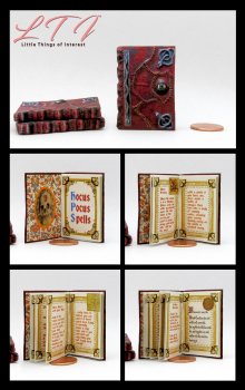 HOCUS POCUS BOOK OF SPELLS Miniature Playscale Readable Illustrated 1/6 Scale Book
