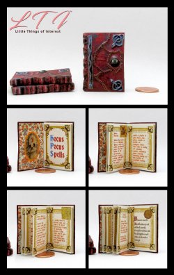 HOCUS POCUS BOOK OF SPELLS Miniature Playscale Readable Illustrated 1/6 Scale Book