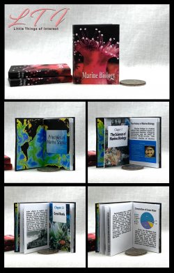 MARINE BIOLOGY Book Miniature Playscale Readable Illustrated 1/6 Scale Book