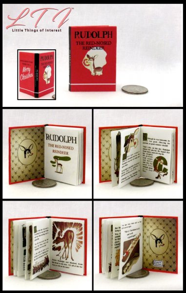 RUDOLPH THE RED NOSED REINDEER Miniature Playscale Readable Illustrated 1/6 Scale Book