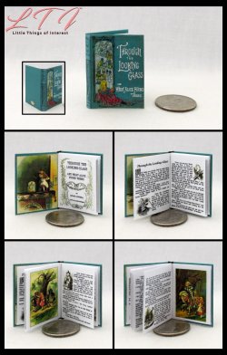 THROUGH The LOOKING GLASS Miniature Playscale Readable Illustrated 1/6 Scale Book Alice in Wonderland