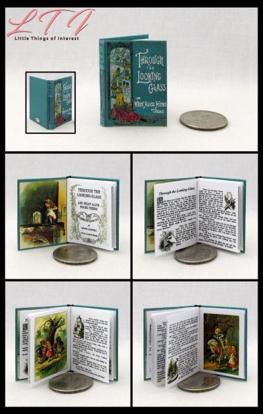 THROUGH The LOOKING GLASS Miniature Playscale Readable Illustrated 1/6 Scale Book Alice in Wonderland