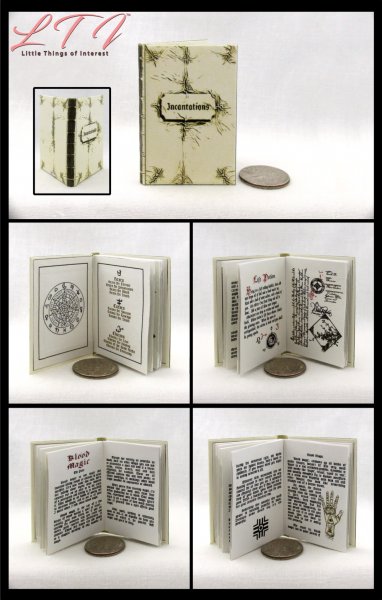 WHITE BOOK OF INCANTATIONS Miniature Playscale Readable Magic Illustrated 1/6 Scale Book