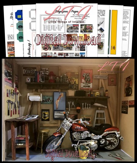 GRANDPAS MOTORCYCLE GARAGE Download in Miniature One Inch Scale DIY Tutorial Instructions Pdfs Printable