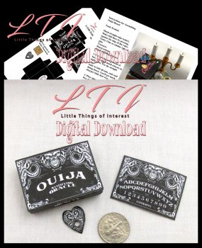 OUIJA BOARD Black Box and Planchette Download in Miniature One Inch Scale Printable Tutorial