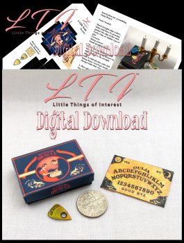 OUIJA BOARD Blue Box and Planchette Download in Miniature One Inch Scale Printable Tutorial DIY
