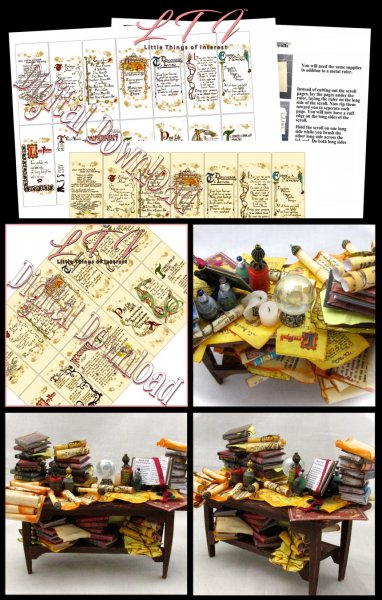 14 SCROLL PAGES to Download With Tutorial Printable Pdf for a Magic Table in Miniature One Inch Scale DIY
