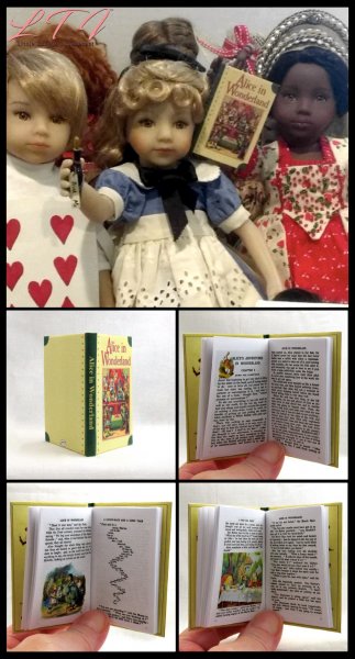 ALICE IN WONDERLAND Illustrated Readable One Fourth Miniature Scale Book