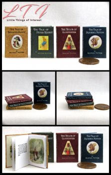 BEATRIX POTTER BOOKS SET 4 Miniature Playscale Readable Illustrated 1/6 Scale Books