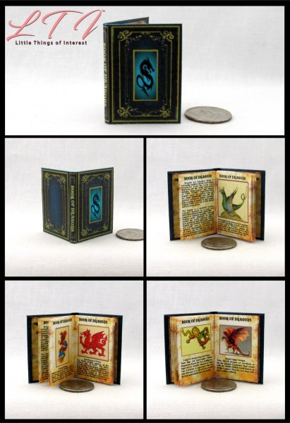BOOK OF DRAGONS Miniature Playscale Readable Illustrated Book