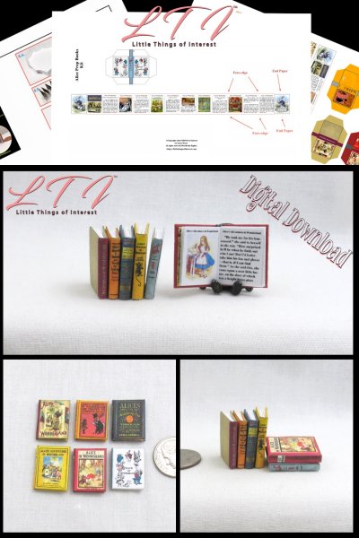 ALICE IN WONDERLAND BOOKS SET 6 Prop Books Download Pdf and Construction Tutorial for Miniature One Inch Scale Books