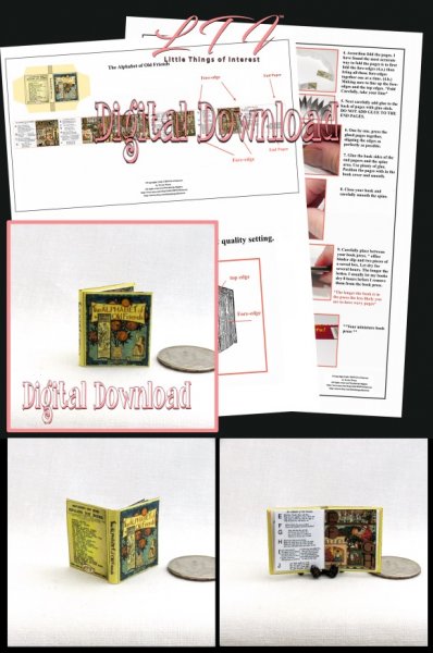 ALPHABET OF OLD FRIENDS Download Pdf Book and Construction Tutorial for Miniature One Inch Scale Book