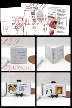 BABY BOOK Scrap Book Download Pdf Book and Construction Tutorial for Miniature One Inch Scale Book