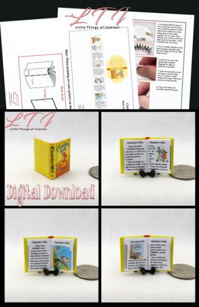 CHARLOTTE'S WEB Download Pdf Book and Construction Tutorial for a Miniature One Inch Scale Book