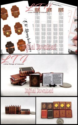 OLD LIBRARY BOOKS SET 10 Prop Books Download Pdf and Construction Tutorial for Miniature One Inch Scale Books