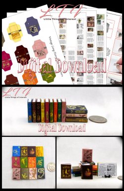 VINTAGE LANG FAIRY TALES BOOKS Set of 12 Prop Books Download Pdf and Construction Tutorial for Miniature One Inch Scale Books