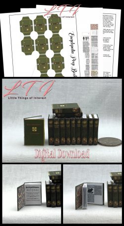 ENCYCLOPEDIA BOOKS SET 12 Prop Books Download Pdf and Construction Tutorial for Miniature One Inch Scale Books