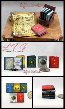 GAME OF THRONES Set of 5 Books Download Pdf Book and Construction Tutorial for Miniature One Inch Scale Books Westeros Map