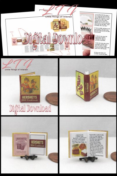 HERSHEY CHOCOLATE COOKBOOK Download Pdf Book and Construction Tutorial for Miniature One Inch Scale Book