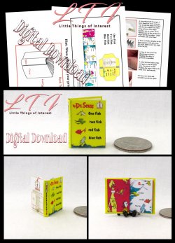 ONE FISH TWO FISH RED FISH BLUE FISH Download Pdf Book and Construction Tutorial for a Miniature One Inch Scale Book Dr. Seuss