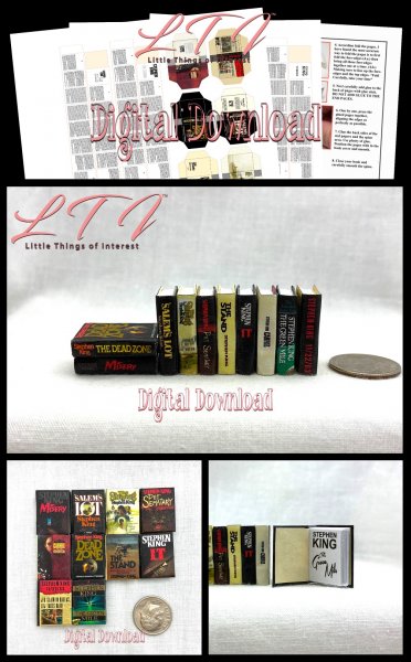 STEPHEN KING Book Set of 10 Download in Miniature One Inch Scale Printable Books