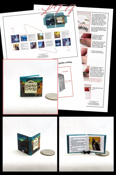 SWAN LAKE Book Kit Printed PDF and Instruction Tutorial in Miniature One Inch Scale