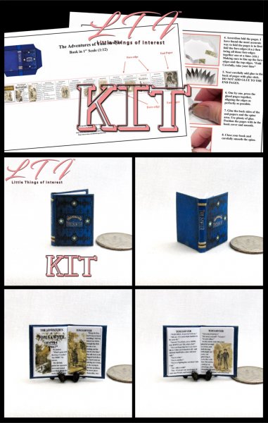 THE ADVENTURES OF TOM SAWYER Book Kit Printed PDF and Instruction Tutorial in Miniature 1/12 Scale