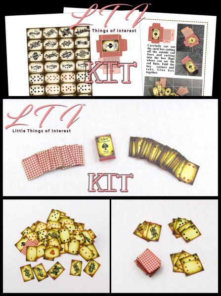 ALICE IN WONDERLAND Playing Cards Deck And Box Printed PDF Kit with Tutorial Miniature 1/6 Scale