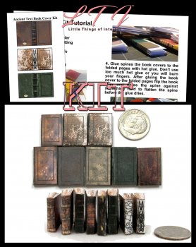 ANCIENT TEXT BOOK COVERS Kit 8 Pc Printed Pdf and Instruction Tutorial in Miniature 1/12 Scale
