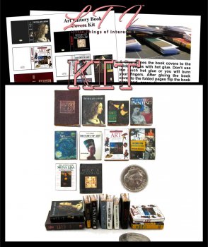 ART HISTORY BOOK COVERS Kit 10 Pc Printed Pdf and Instruction Tutorial in Miniature 1/12 Scale